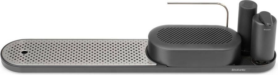 Brabantia SinkStyle Organiser Set 4-delig (organiser met afdruipbak zeep- en afwasmiddeldispenser) Mineral Infinite Grey