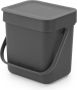 Brabantia Sort & Go Aanrecht Afvalbakje 3 liter Dark Grey - Thumbnail 1