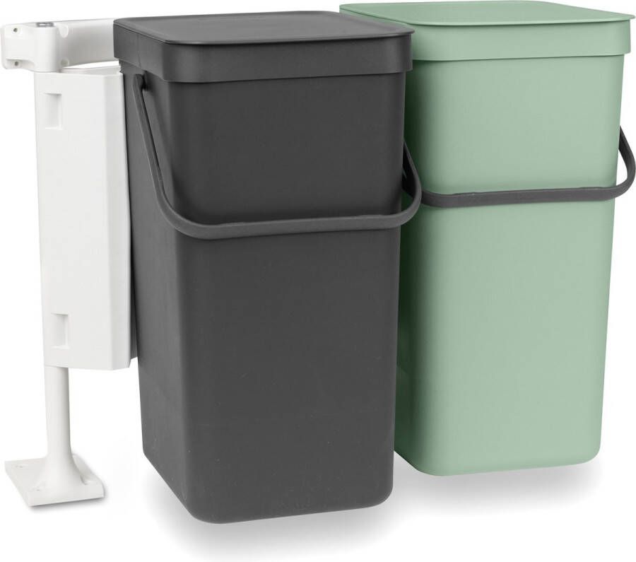 Brabantia Sort & Go inbouwemmer 2 x 16 liter Jade Green en Dark Grey