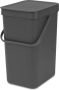 Brabantia Sort & Go Afvalemmer Opberger 12 L Donkergrijs - Thumbnail 1