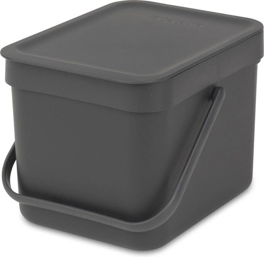 Brabantia Afvalbak Sort & Go Kunststof Donkergrijs 20x24.5x18.1cm 6l