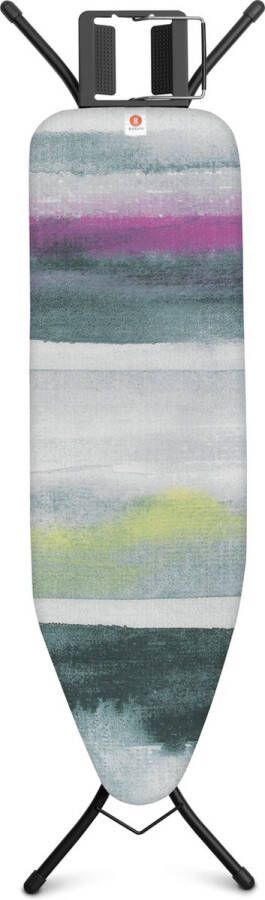 Brabantia Strijkplank B 124x38 cm Morning Breeze met strijkijzerhouder Black