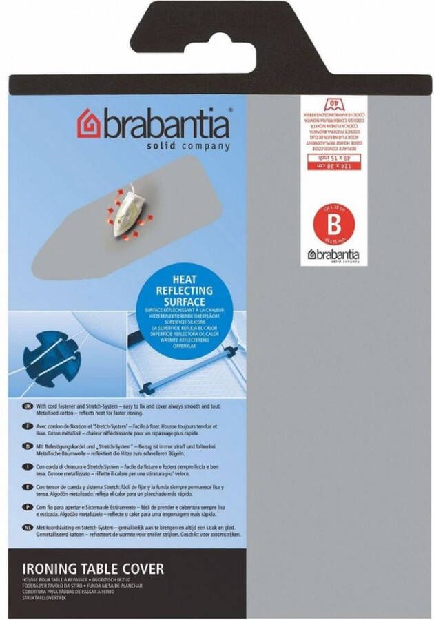 Brabantia Strijkplankhoes B 124 x 38 cm Metallic alleen toplaag