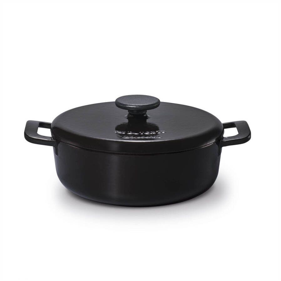 Brabantia The Dutch Oven XL Braadpan Stoofpan 28cm -Hoge kwaliteit Gietijzer 100% PFAS Vrij – Dubbele anti aanbaklaag – RETRO -Inductie geschikt – Night Blue