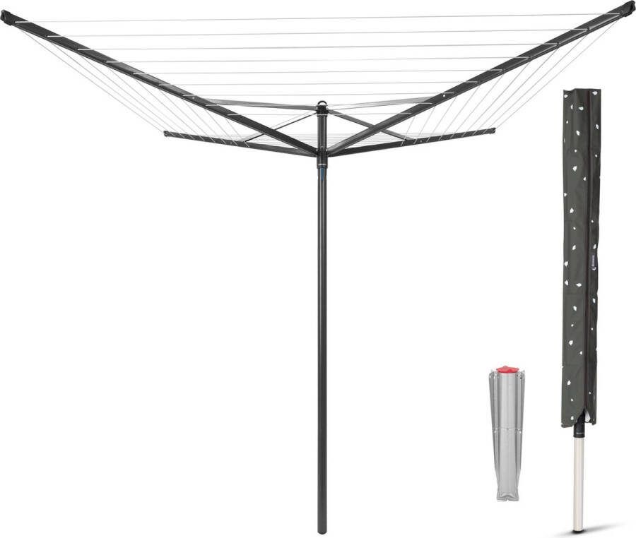 Brabantia Topspinner Droogmolen 40 m met Metalen Grondanker en Beschermhoes Anthracite