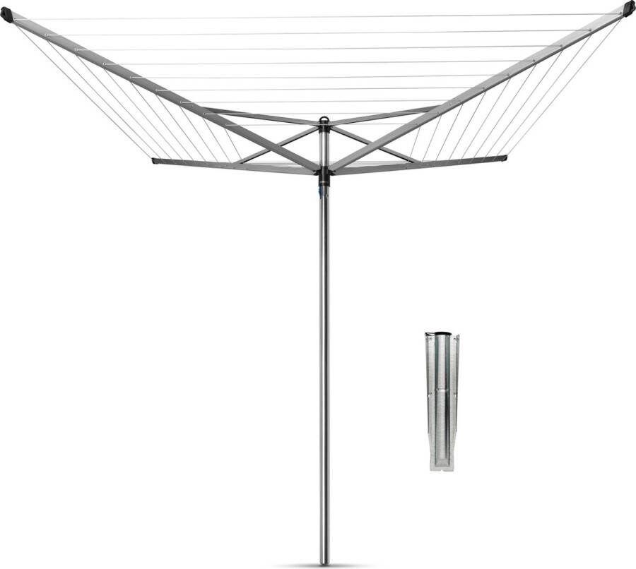 Brabantia Topspinner Droogmolen met Metalen Grondanker 40 m Metallic grey