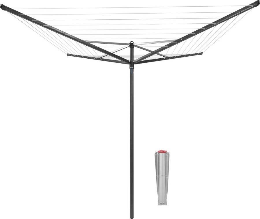 Brabantia Topspinner droogmolen 50 meter met metalen grondanker Anthracite