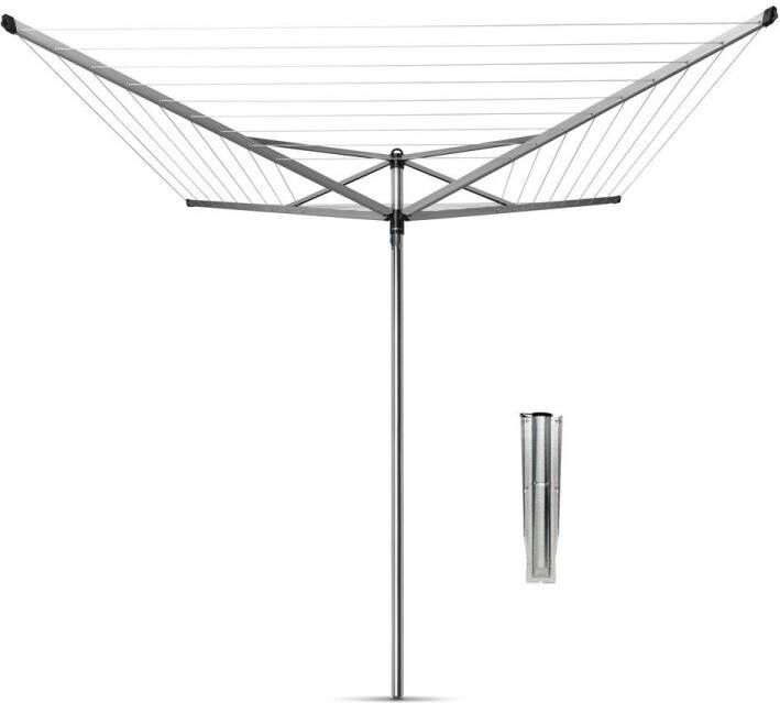 Brabantia topspinner droogmolen met metalen grondanker 50 meter metallic grey