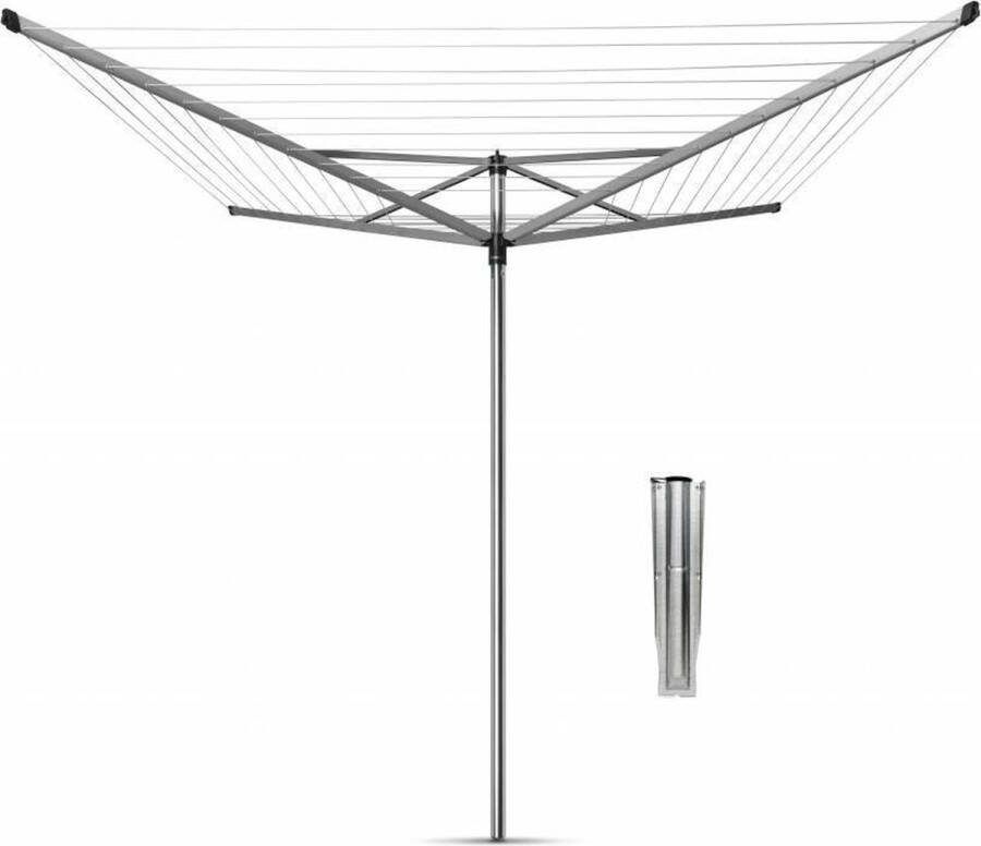 Brabantia topspinner droogmolen met metalen grondanker 60 meter metallic grey