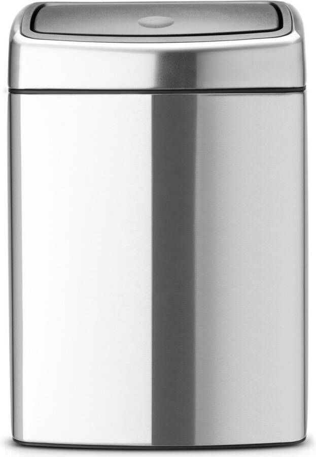 Brabantia Touch Bin wandafvalemmer 10 liter met kunststof binnenemmer Matt Steel Fingerprint Proof