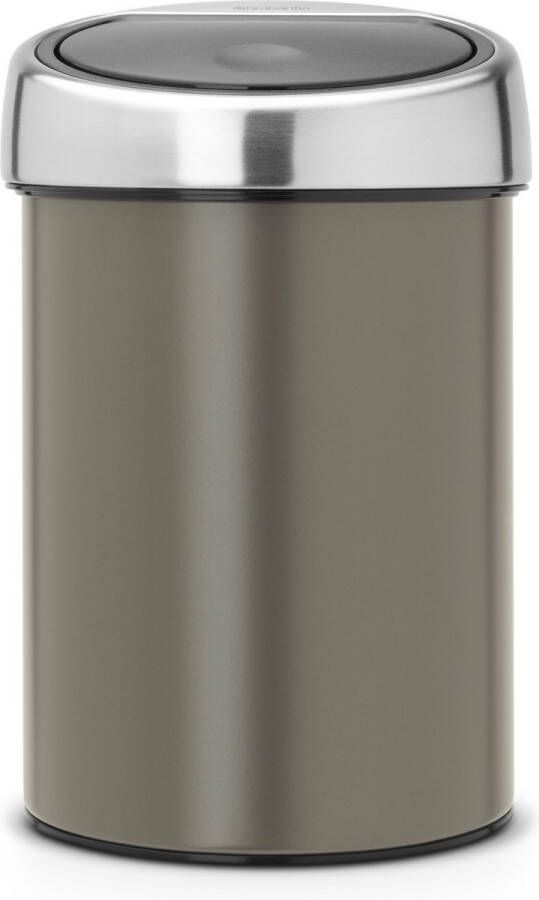 Brabantia Touch Bin wandafvalemmer 3 liter met kunststof binnenemmer Platinum Matt Steel