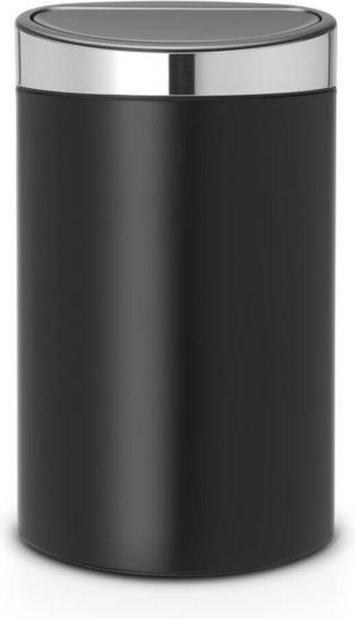 Brabantia Afvalverzamelaar 40 liter 'Touch Bin' met kunststof binnenemmer Matt black Matt Steel FPP deksel