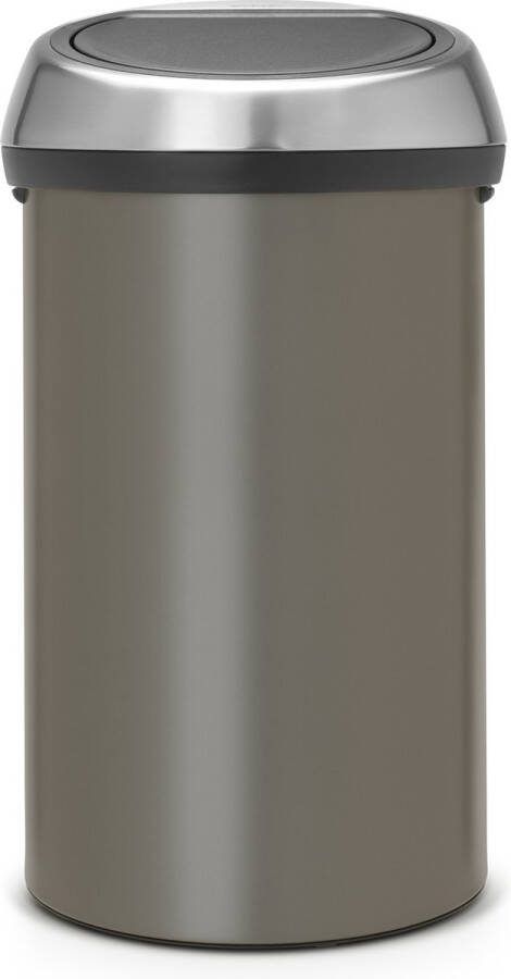 Brabantia Touch Bin Prullenbak 60 liter Platinum Matt Steel Fingerprint Proof deksel