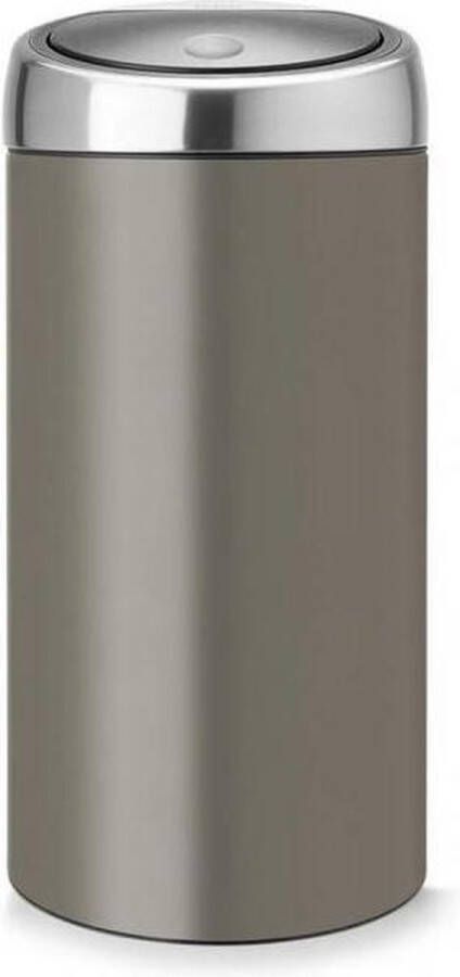 Brabantia Touch Bin afvalemmer 2 x 20 liter met 2 kunststof binnenemmers Platinum Matt Steel Fingerprint Proof