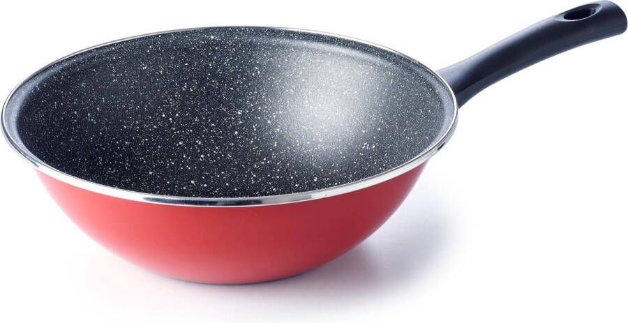 Brabantia TRADITION Wokpan – Ø28 cm Non Stick -Dubbele anti-aanbaklaag Inductie geschikt Retro style- Rood