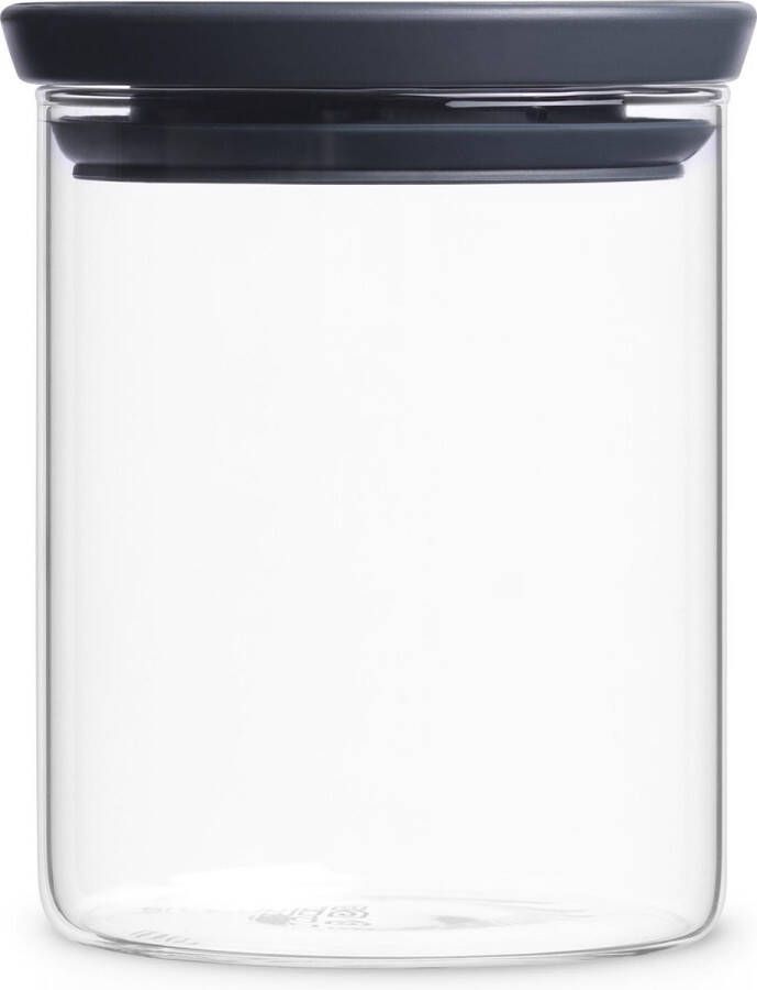 Brabantia Stapelbare glazen voorraadbus 0 6 liter Crystal Clear Dark Grey dks