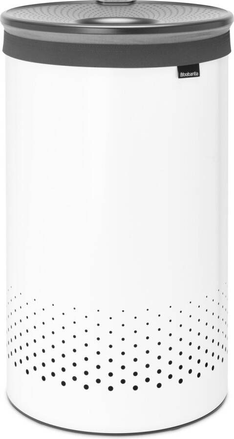 Brabantia Wasmand met Deksel 60 l White Dark Grey kunststof deksel - Foto 2
