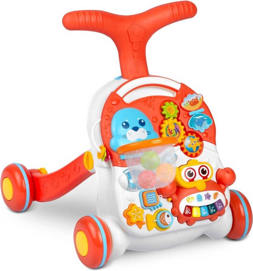 Braet 2 in 1 Looptrainer Loopwagen Met Speeltafel Rood