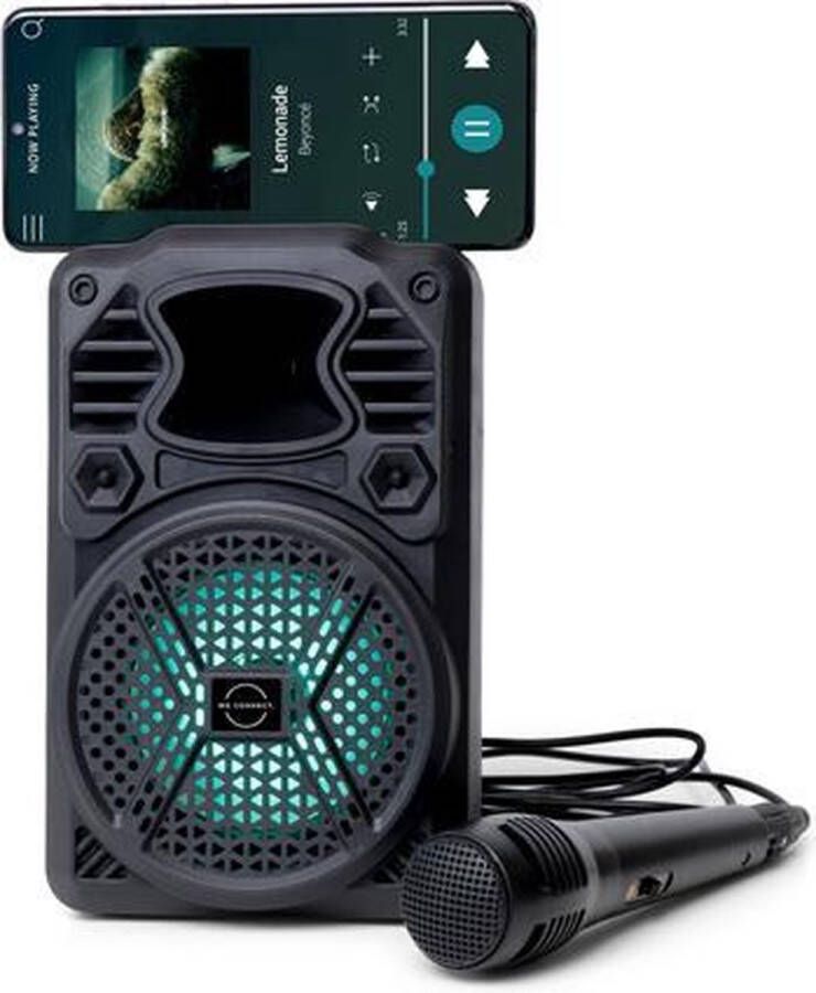 Brainz Karaokeset Inclusief microfoon LED verlichting Bluetooth Zwart Blauw
