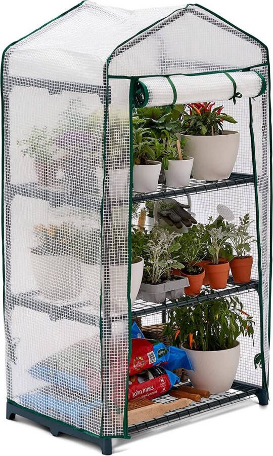 Bramble Tuinkassen 3 lagen Miniserre Met versterkte buitenhoes Gemaakt van PE Draagbare tuinserre Stalen heavy duty frame Drie grote planken H125cm x B69cm x D49cm