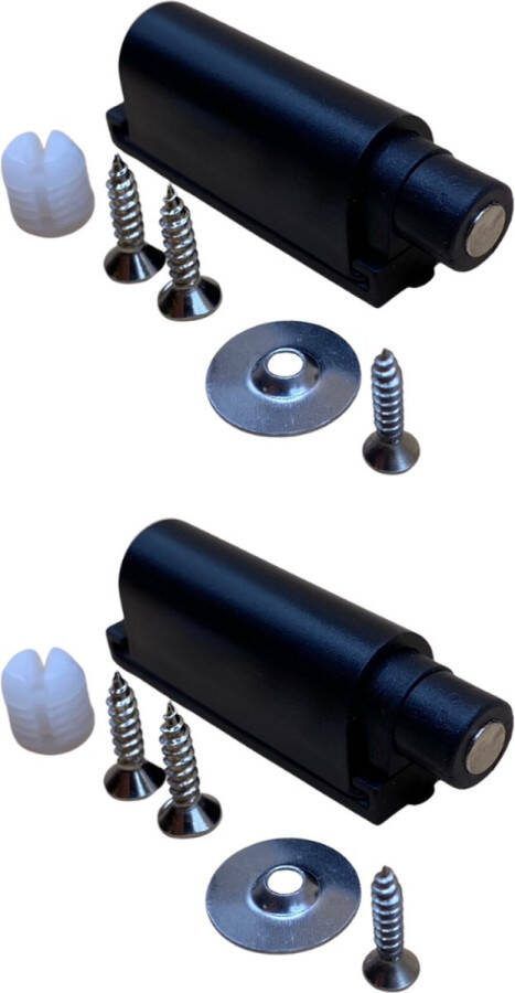Bramokava 2 stuks Deurdemper met Magneet 25mm Zwart Druksnapper Deurstopper Deurbuffer Deursluiter
