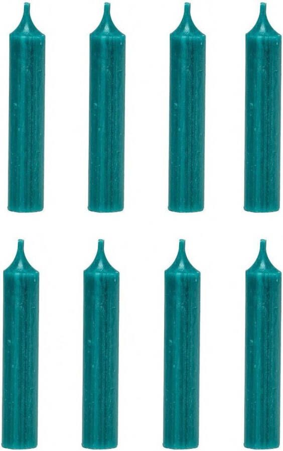 Branded by Dinerkaarsen 12 cm | Turquoise | 8 stuks | 5 branduren