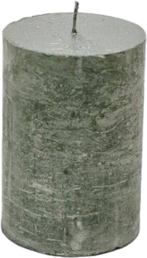 Branded by Kaarsen 'Pillar' (Ø7cm x 10cm) Metallic Green (set van 6)