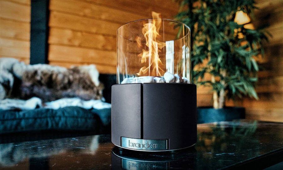 Branderr Solis Tafelhaard Bio Ethanol 3 uur Brandtijd Antraciet Tafelhaard Binnen en Buiten Flow&Glow Veiligheidssysteem Bio ethanol Sfeerhaard 600ml