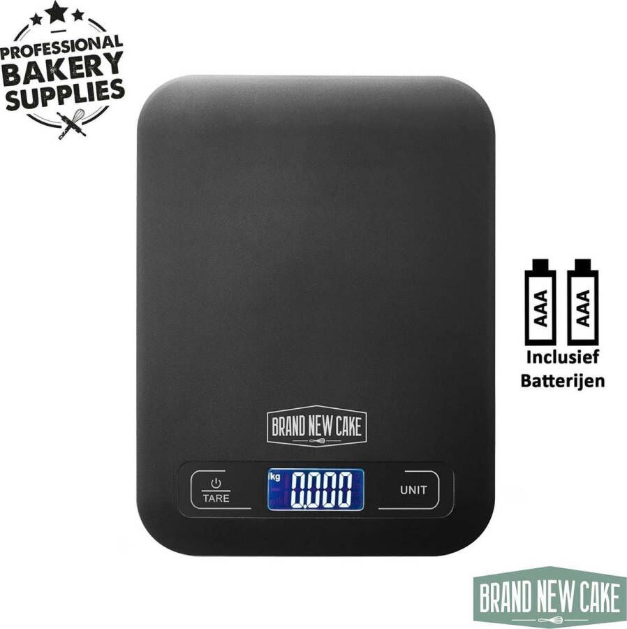 BrandNewCake Digitale Keukenweegschaal 1g tot 5 kg Tarra Functie 18 x 14 cm Weegschaal Keuken Digitaal Inclusief Batterijen Zwart