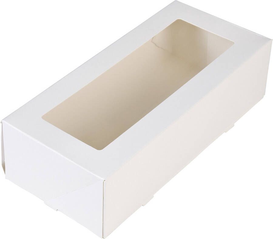 BrandNewCake Taartdoos Slof Met Venster 25x10x9 cm Taartdoos Karton Cakedoos 3 Stuks Wit