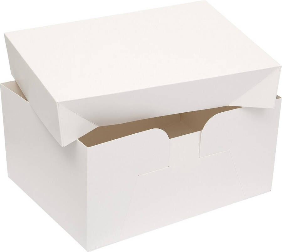 BrandNewCake Taartdozen met Deksel 30.4x22.8x15 cm Taartdoos Karton Cakedoos 3 Stuks Wit