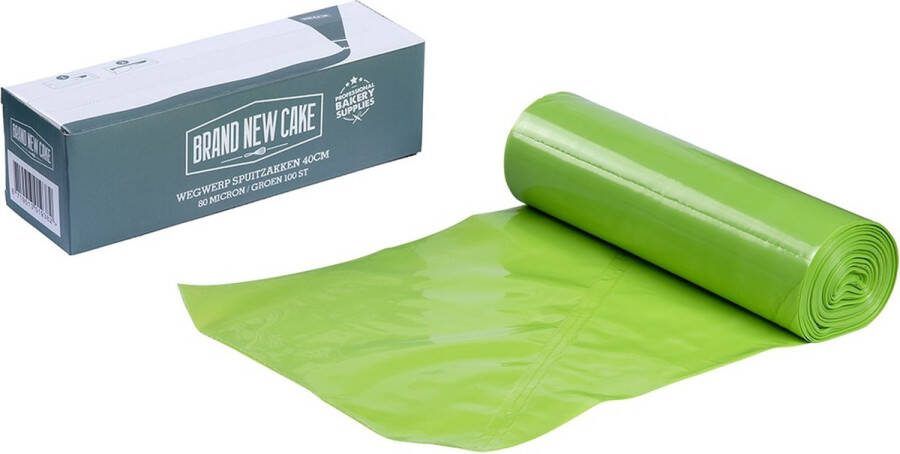 BrandNewCake Wegwerp Spuitzak 40cm Rol van 100 stuks Spuitzakken Stevige Garneerspuit Groen