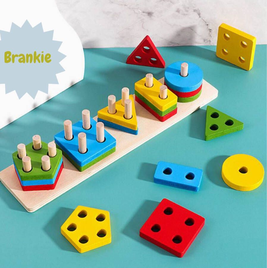 Brankie Houten Sorteerspel Stapelblokken Montessori Puzzelspel Kinderspeelgoed Houten Speelgoed Houten puzzel 1 jaar