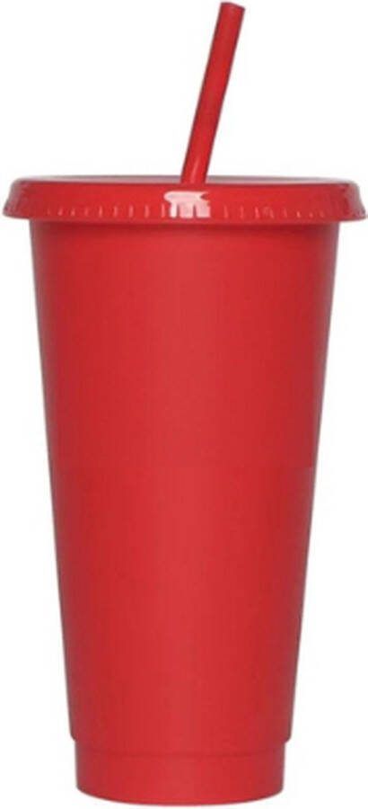 Brash Drinkbeker Drinkfles met deksel en rietje 710ML Ijskoffie beker Milkshake beker Drinkbeker met rietje Rood Drinkfles met rietje Drinkfles volwassenen