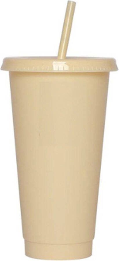 Brash Drinkbeker To Go Drinkbeker met rietje Waterbeker Waterfles 710ML Auto drinkbeker Beige