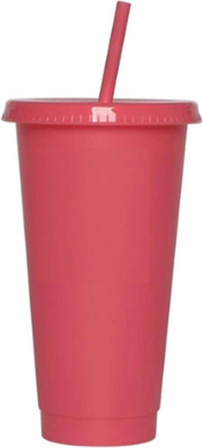 Brash Drinkbeker To go drinkfles met deksel en rietje 710ML Roze Drinkfles volwassenen