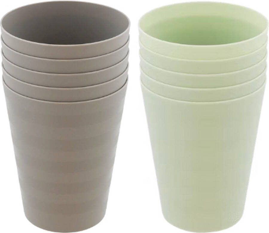 Brash Luxe Herbruikbare Drinkbekers – 10 stuks – Groen Grijs – Plastic Kunststof – Drinkbeker voor Volwassenen en Kinderen – Alternatief voor Wegwerp Bekers – Drink Beker – Limonadeglazen Sapglazen – Camping Servies