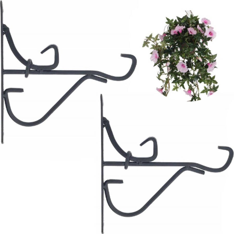 Brash Plantenhanger Buiten 2x Plantenhaak zwart Muurhaak handig basket Wandhaak planten buiten Plantenhanger metaal