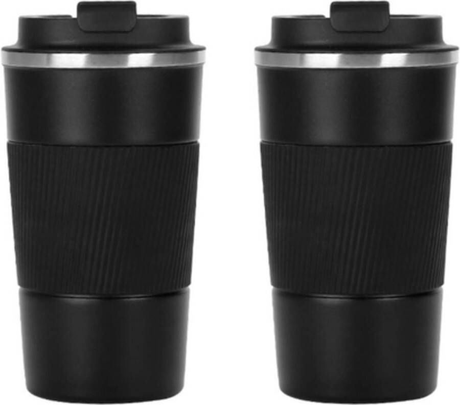 Brash Thermosbeker Koffiebeker 2 Stuks Travel Mug Koffiebekers To Go Theebeker RVS Koffie Beker To Go Zwart