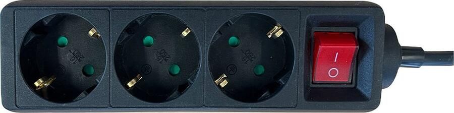 Brasq Stekkerdoos 3-voudig Zwart – met schakelaar – 3m