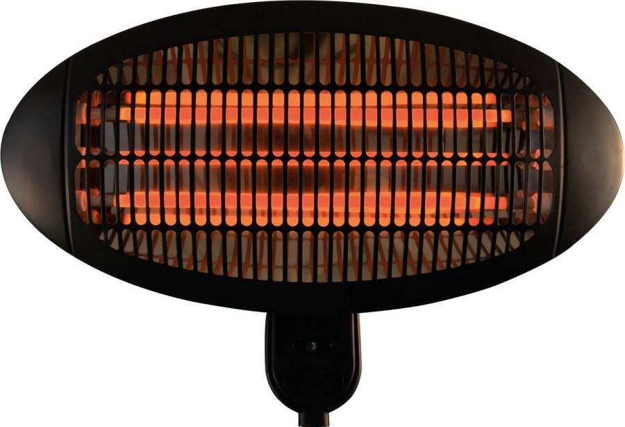 Brasq Elektrische Terrasverwarmer Hangend PHW100 Heater 2000W 3 warmtestanden Voor binnen en buiten Spatwaterdicht Zwart