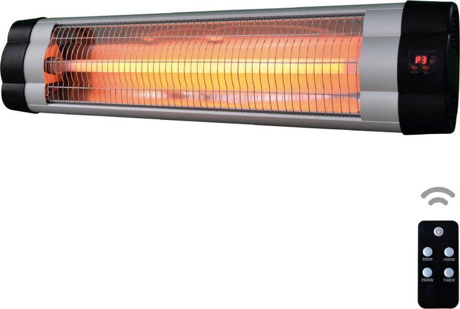 Brasq Elektrische Terrasverwarmer Hangend PHW200 Infrarood Heater 2500W met Afstandsbediening en timer 3 warmtestanden Voor binnen en buiten Spatwaterdicht Zwart