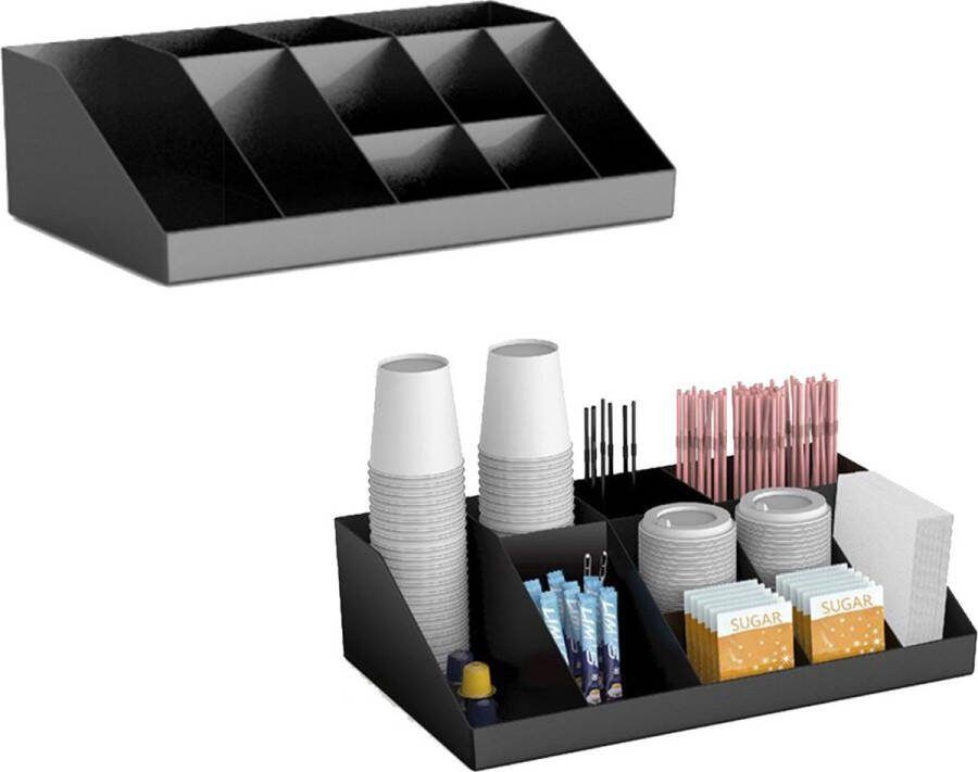 Brasq CO100 Koffie en thee Organizer voor Koffie Accessoires Opbergdoos met 10 vakken Voor Kantoor en Thuisgebruik Zwart