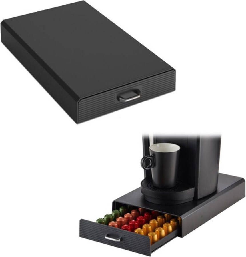 Brasq Capsulehouder Koffiecapsulehouder Zwart met lade geschikt voor Nespresso