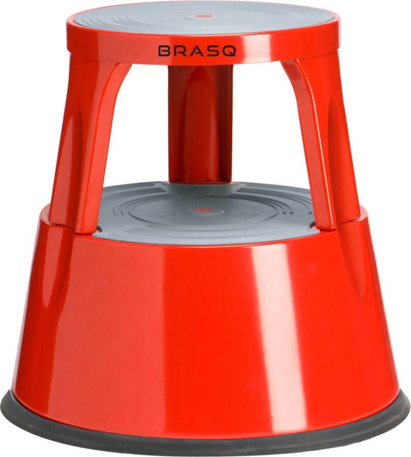 Brasq Opstapkrukje Premium Rood ST300 draagvermogen 150 kg opstapkruk olifantenvoet kantoorkruk trap roltrap kruk
