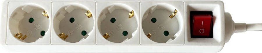 Brasq Stekkerdoos 4-voudig Wit – met schakelaar – 3m