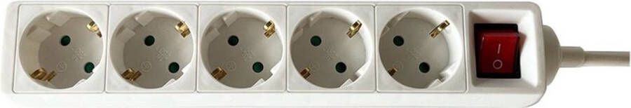Brasq Stekkerdoos 5-voudig Wit – met schakelaar – 1 4m