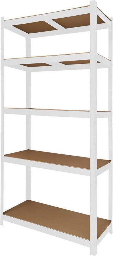 Brasq Wit Metalen Stellingkast Opbergrek Wandkast 180x90x40cm 5 Lagen 175 KG plank 875 KG max