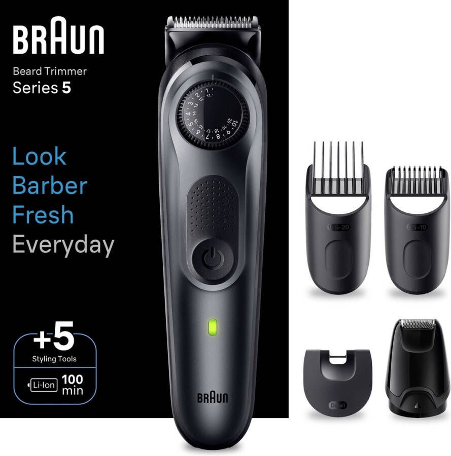 Braun Baardtrimmer Series 5 BT5420 Trimmer Voor Heren met Stylingtools en 100 Minuten Gebruiksduur