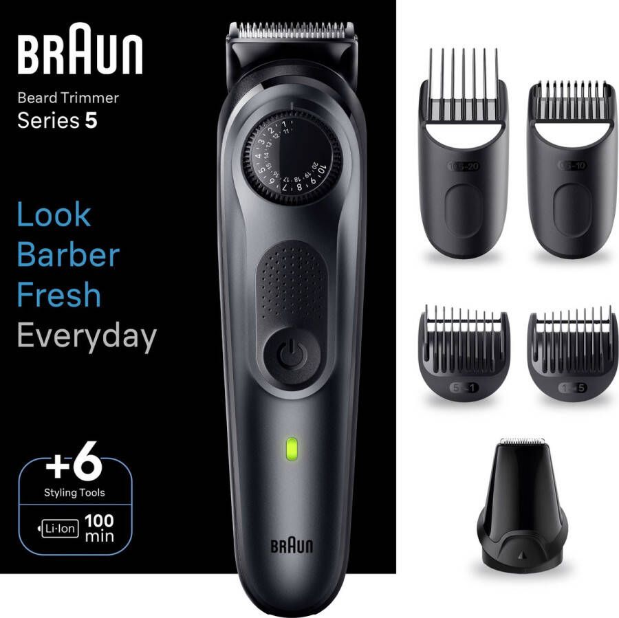 Braun Baardtrimmer Series 5 BT5450 Trimmer Voor Heren met Stylingtools en 100 Minuten Gebruiksduur